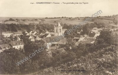 Carte postale ancienne Vue générale prise des Vignes — Charentenay (Yonne)
