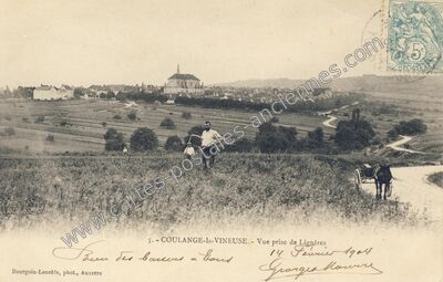 Carte postale ancienne Vue prise de Lignères — Coulanges-la-Vineuse (Yonne)