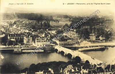 Carte postale ancienne Panorama, pris de l'Eglise Saint-Jean — Joigny (Yonne)