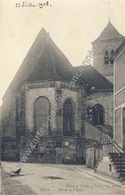 Carte postale ancienne Abside de l'Église — Migé (Yonne)