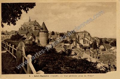 Carte postale ancienne Vue générale prise du Prieur — Saint-Florentin (Yonne)