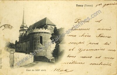 Carte postale ancienne Tour du XIIIe siècle — Toucy (Yonne)