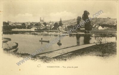 Carte postale ancienne Vue prise du port — Vermenton (Yonne)