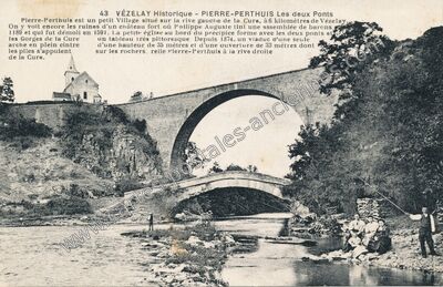 Carte postale ancienne Les deux Ponts — Pierre-Perthuis (Yonne)