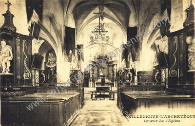 Carte postale ancienne Chœur de l'Église — Villeneuve-l'Archevêque (Yonne)