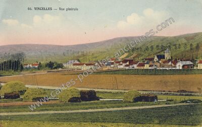 Carte postale ancienne Vue générale — Vincelles (Yonne)