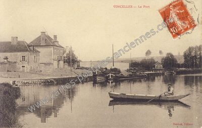 Carte postale ancienne Le Port — Vincelles (Yonne)