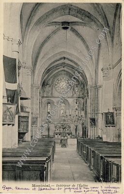 Carte postale ancienne Intérieur de l'Église — Montréal (Yonne)