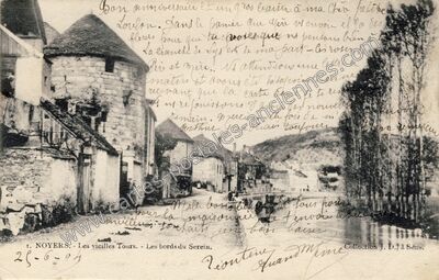 Carte postale ancienne Les vieilles Tours. - Les bords du Serein — Noyers (Yonne)