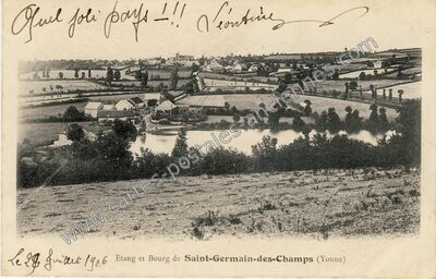 Carte postale ancienne Etang et Bourg — Saint-Germain-des-Champs (Yonne)