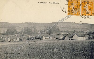 Carte postale ancienne Vue Générale — Saligny (Yonne)