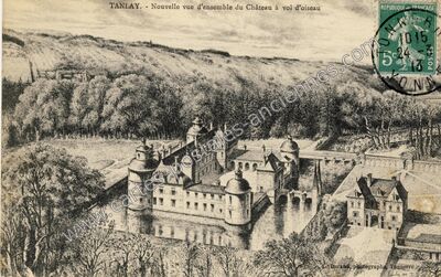 Carte postale ancienne Nouvelle vue d'ensemble du Château à vol d'oiseau — Tanlay (Yonne)