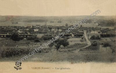 Carte postale ancienne Vue générale — Véron (Yonne)
