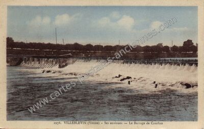 Carte postale ancienne Le Barrage de Courlon — Villeblevin (Yonne)