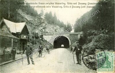 Carte postale ancienne Deutsch-französische Grenze zwischen Wesserling — Bussang (Vosges)