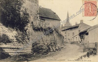 Carte postale ancienne Restes de l'enceinte du XVe siècle — Châtillon-sur-Saône (Vosges)