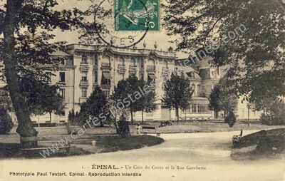 Carte postale ancienne Un Coin du Cours et la Rue Gambetta — Épinal (Vosges)