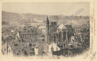 Carte postale ancienne Vue générale prise du château — Épinal (Vosges)