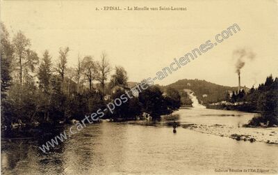 Carte postale ancienne La Moselle vers Saint-Laurent — Épinal (Vosges)