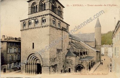 Carte postale ancienne Tour carrée de l'Eglise — Épinal (Vosges)