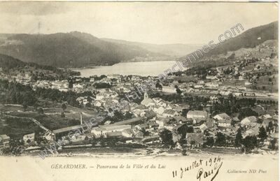 Carte postale ancienne Panorama de la Ville et du Lac — Gérardmer (Vosges)