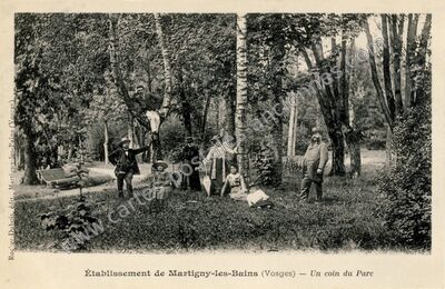 Carte postale ancienne Établissement — Un coin du Parc — Martigny-les-Bains (Vosges)