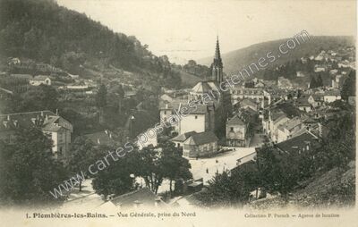 Carte postale ancienne Vue Générale, prise du Nord — Plombières-les-Bains (Vosges)