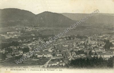 Carte postale ancienne Panorama pris du Parmont — Remiremont (Vosges)