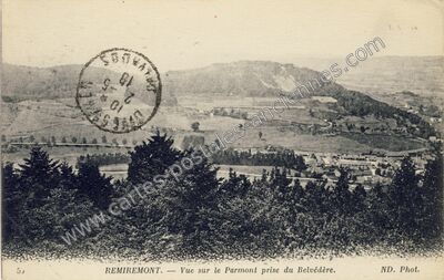 Carte postale ancienne Vue sur le Parmont prise du Belvédère — Remiremont (Vosges)