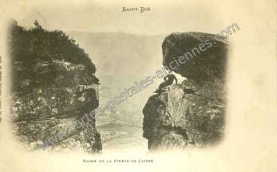 Carte postale ancienne Roche de la Pierre de Laitre — Saint Die (Vosges)
