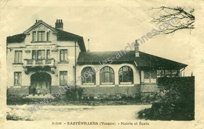 Carte postale ancienne Mairie et École — Xaffévillers (Vosges)