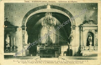 Carte postale ancienne Intérieur de l'Église — Xaffévillers (Vosges)