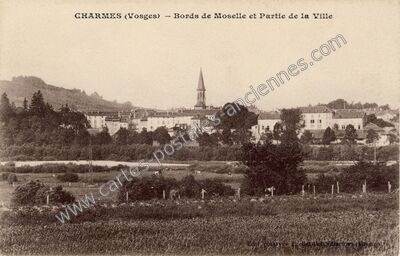 Carte postale ancienne Bords de Moselle et Partie de la Ville — Charmes (Vosges)