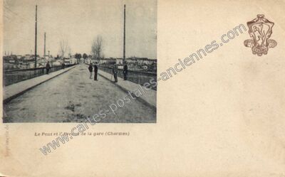 Carte postale ancienne Le Pont et l'Avenue de la gare — Charmes (Vosges)