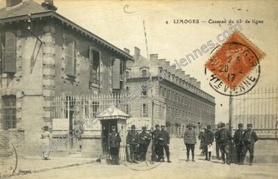 Carte postale ancienne Caserne du 63e de ligne — Limoges (Haute-Vienne)