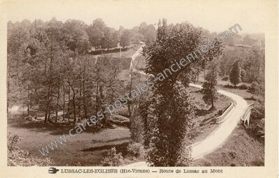 Carte postale ancienne Route de Lussac au Mont — Lussac-les-Églises (Haute-Vienne)