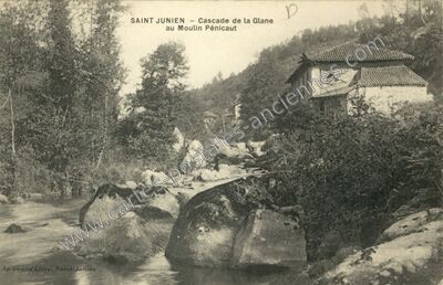 Carte postale ancienne Cascade de la Glane au Moulin Pénicaut — Saint-Junien (Haute-Vienne)