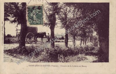 Carte postale ancienne Chemin de la Laiterie au Bourg — Saint-Jean-de-Sauves (Vienne)