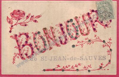 Carte postale ancienne Bonjour — Saint-Jean-de-Sauves (Vienne)