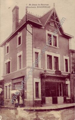 Carte postale ancienne Boucherie BIRONNEAU — Saint-Jean-de-Sauves (Vienne)
