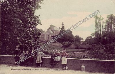 Carte postale ancienne Pont et Château de Mme Couteau — Usson-du-Poitou (Vienne)