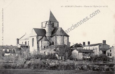 Carte postale ancienne Chevet de l'Église (XIe siècle) — Aubigny (Vendée)