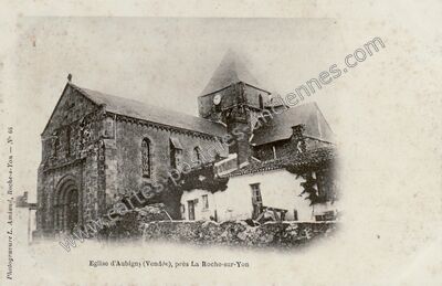 Carte postale ancienne Eglise d'Aubigny — Aubigny (Vendée)