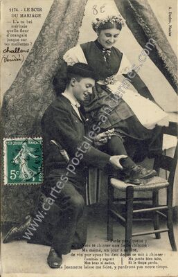 Carte postale ancienne Le soir du mariage — Challans (Vendée)