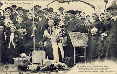 Carte postale ancienne Une Noce aux Marais Vendéens — Challans (Vendée)
