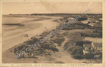 Carte postale ancienne La Plage et la Pointe du Fier — La Guérinière (Vendée)