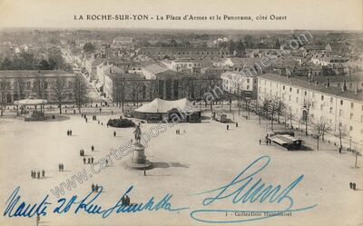 Carte postale ancienne La Place d'Armes et le Panorama, côté Ouest — La Roche-sur-Yon (Vendée)