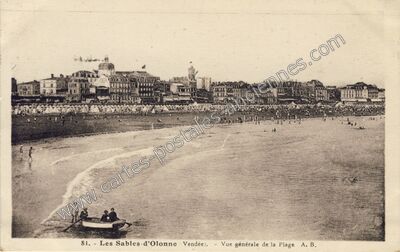 Carte postale ancienne Vue générale de la Plage — Les Sables-d'Olonne (Vendée)
