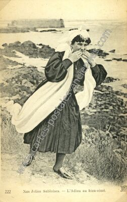 Carte postale ancienne Nos Jolies Sablaises. — L'Adieu au bien-aimé — Les Sables-d'Olonne (Vendée)