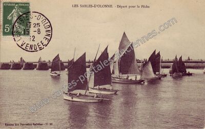 Carte postale ancienne Départ pour la Pêche — Les Sables-d'Olonne (Vendée)